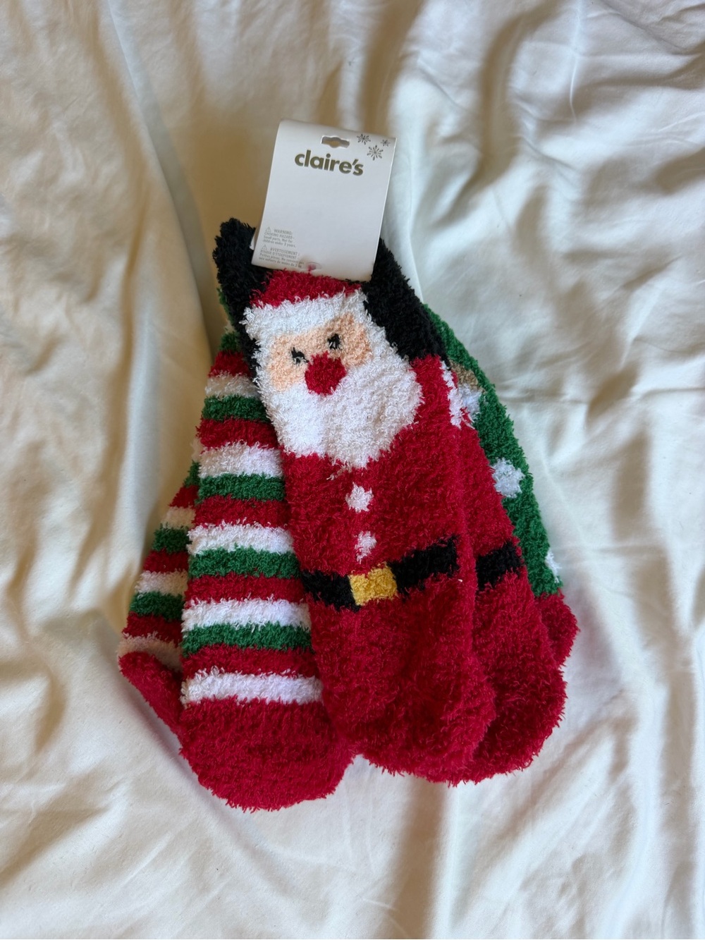 Claire's Fuzzy Christmas Holiday Socks